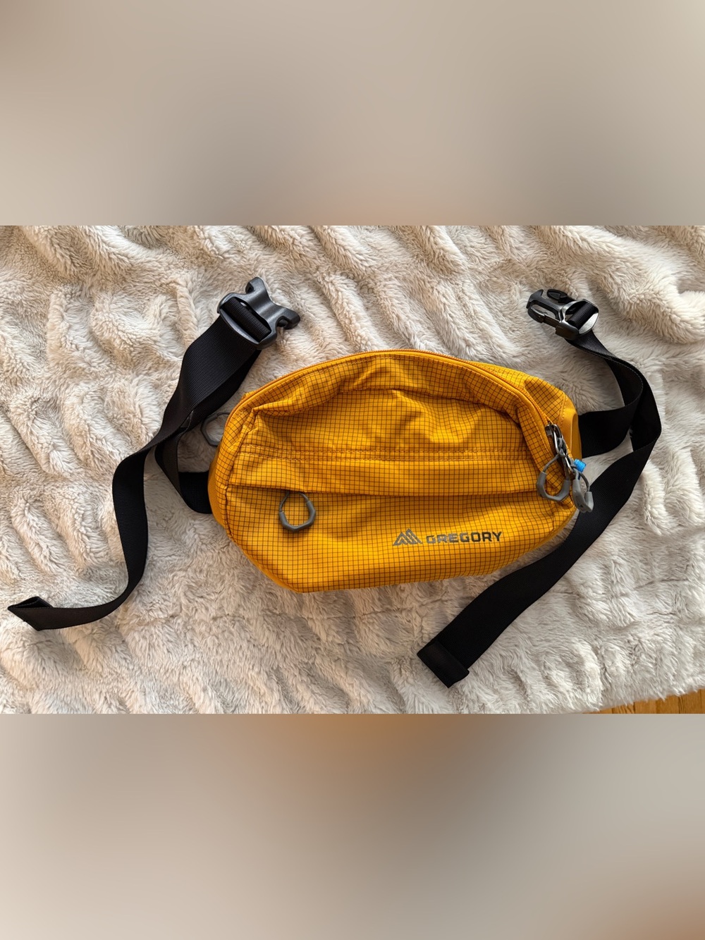 Gregory Yellow Grid Ripstop Waist Bag with Adjustable Black Strap